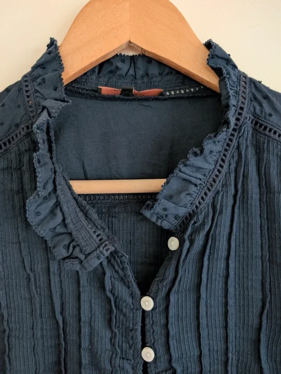 Quince Organic Textured Cotton Peasant Blouse 2