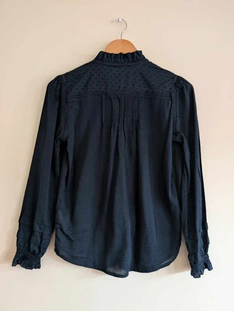 Quince Organic Textured Cotton Peasant Blouse 4